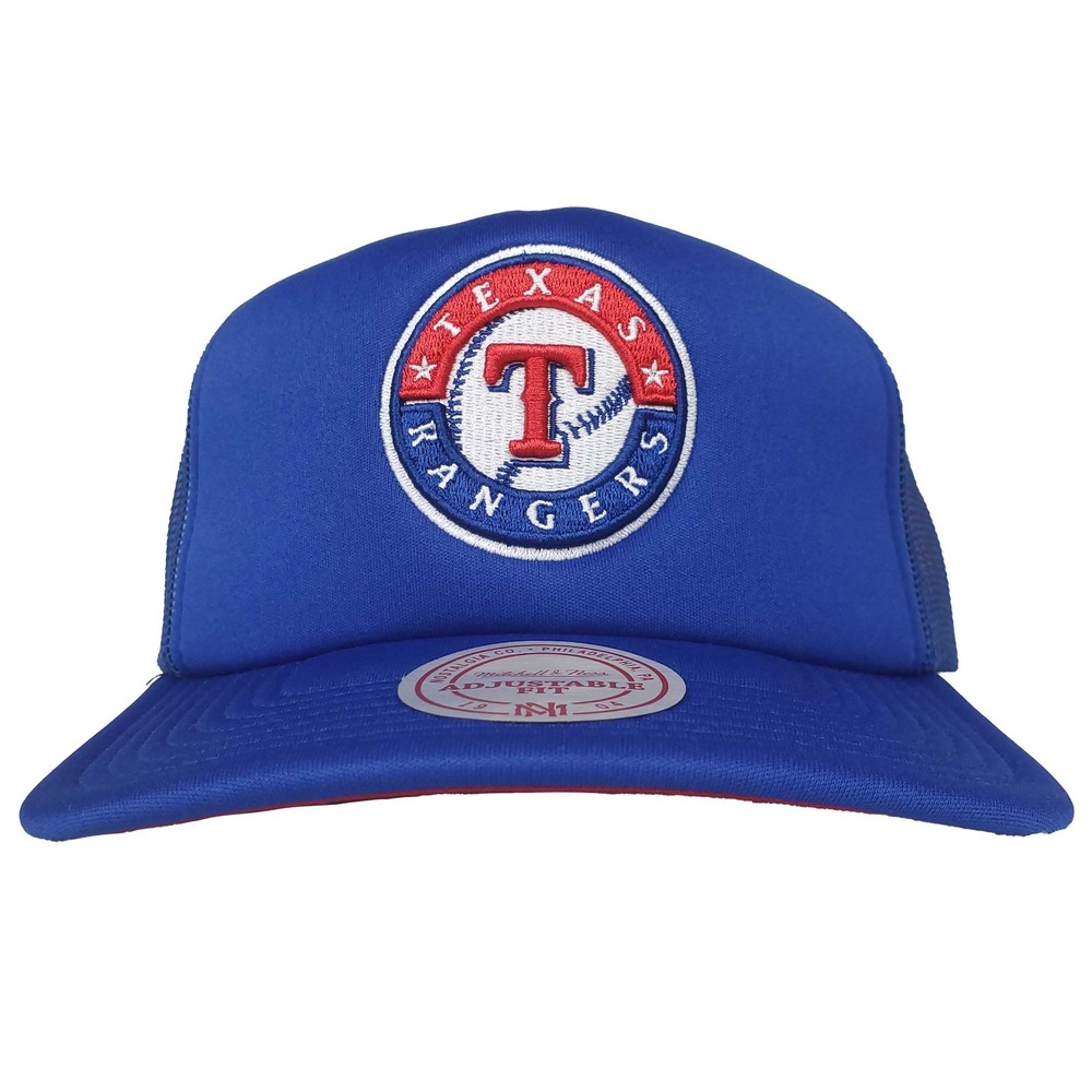 Texas Rangers Mitchell & Ness‎ MLB Foam Trucker Hat Cap 3D Logo Blue NWT